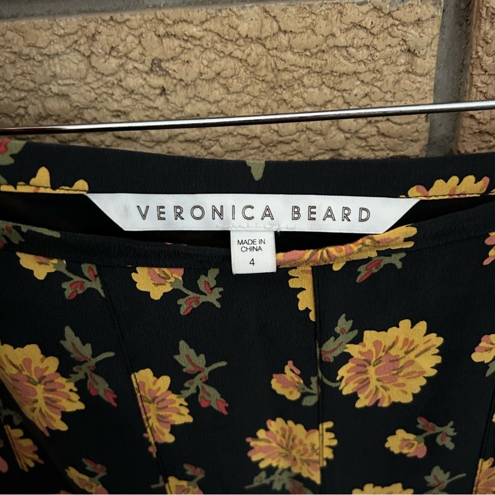 Veronica Beard Weller Floral Print Flounce Mini Skirt Black Size 4 100% Silk - Picture 8 of 12